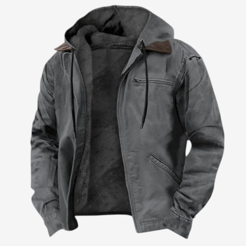 Theodore – Lange Mouwen Jas met Verstelbare Capuchon en Meerdere Zakjes