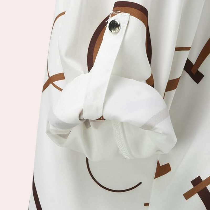 Sofia – Blouse met Knope enLange Mouwen en Klassieke Kraag