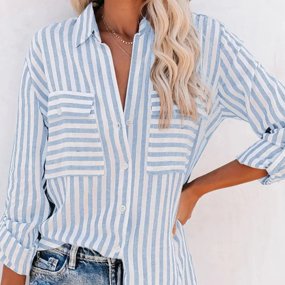 Sable - Elegant overhemd met lange mouwen knoopsluiting en praktische zakken