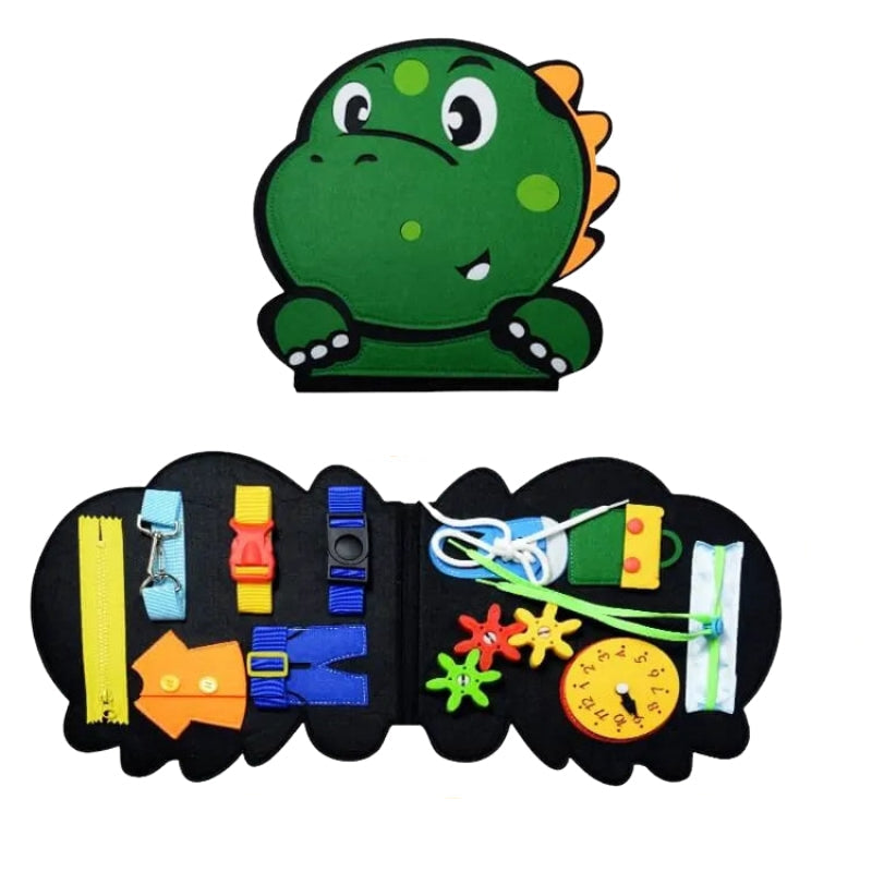TinkerPlay – Peuterspellen Druk Bord met Dino Viltboek en schuifschakelaars