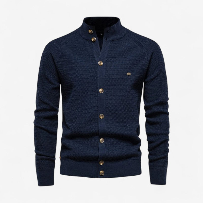 Malcolm - Lange Mouw Vest met Opstaande Kraag en Knoopsluiting