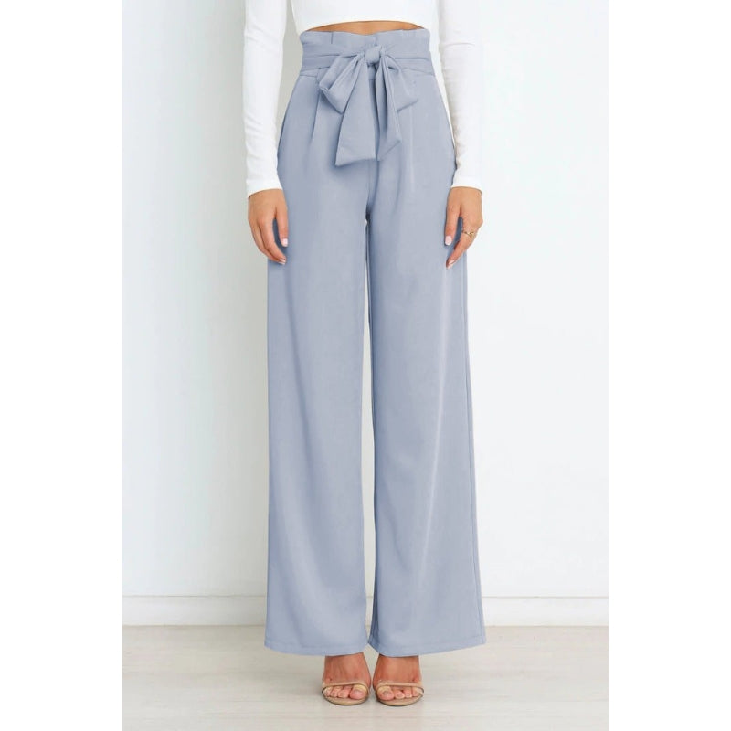 Isla - Chique wijde broek met hoge taille en stijlvolle strik