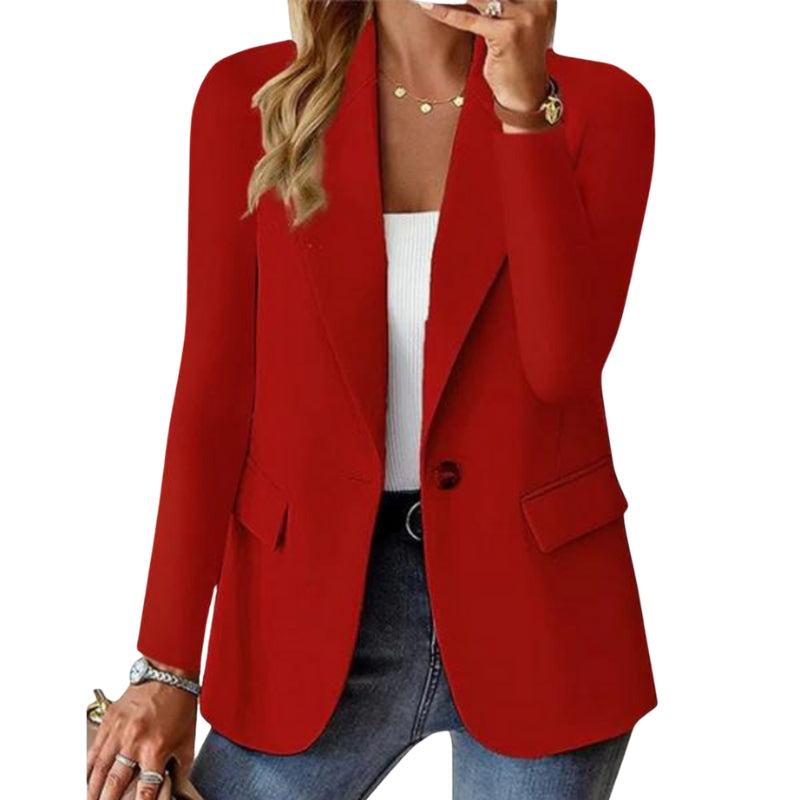 Shirley – Moderne Enkele Knop Blazer met Functionele Zakjes