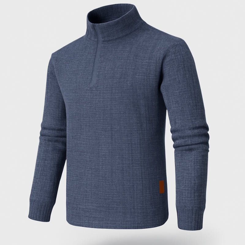 Alexander - Lange Mouwen Trui met Kwart Rits en Slim Fit Design