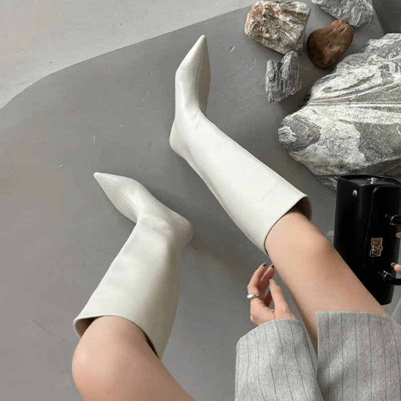 Aria – Halflange laarzen met spitse neus en dunne hakken
