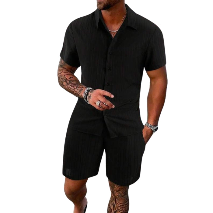 Nico - Twee Piece Set met Korte Mouwen Overhemd en Relaxed Fit Shorts