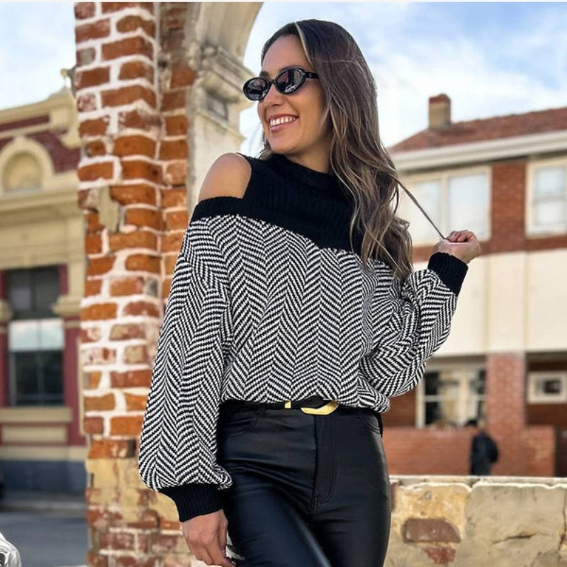 Allison - Lange Mouw Trui met Ronde Hals en Geribde Mouwen