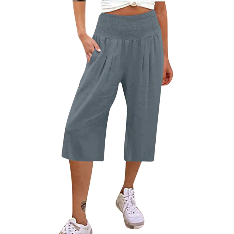 Emily - Hoge Taille Shorts met Zakjes en Wijde Pijpen