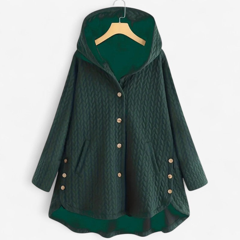 Arlena – Gewatteerde jas met capuchon en knoopsluiting
