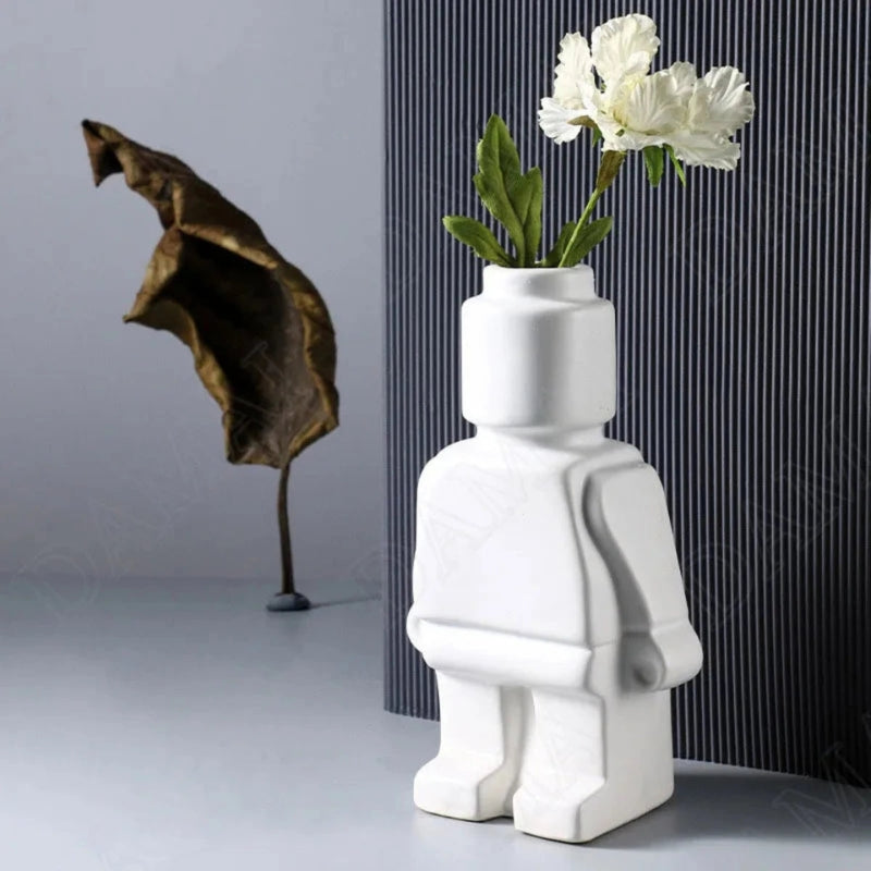FormaBloom – Moderne decoratieve vaas met minimalistische Lego-stijl vorm voor droogboeketten