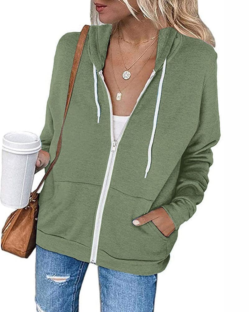 Tereza - Lichtgewicht Hoodie met ritssluiting en capuchon met trekkoord