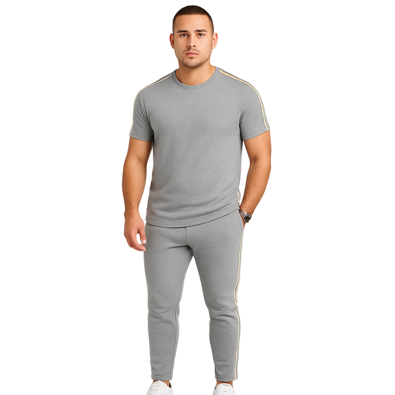 Steven – Losvallende 2-delige Set met T-shirt en Broek met Zijstreep en Zakken
