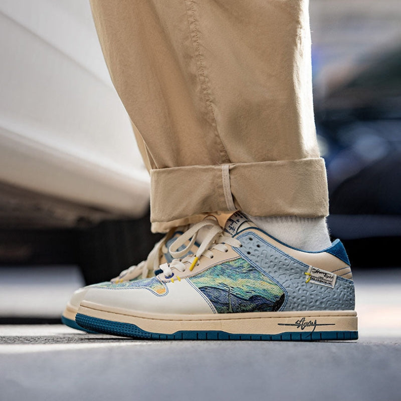 Paul – Sneakers met bedrukte platte zool en ronde teen