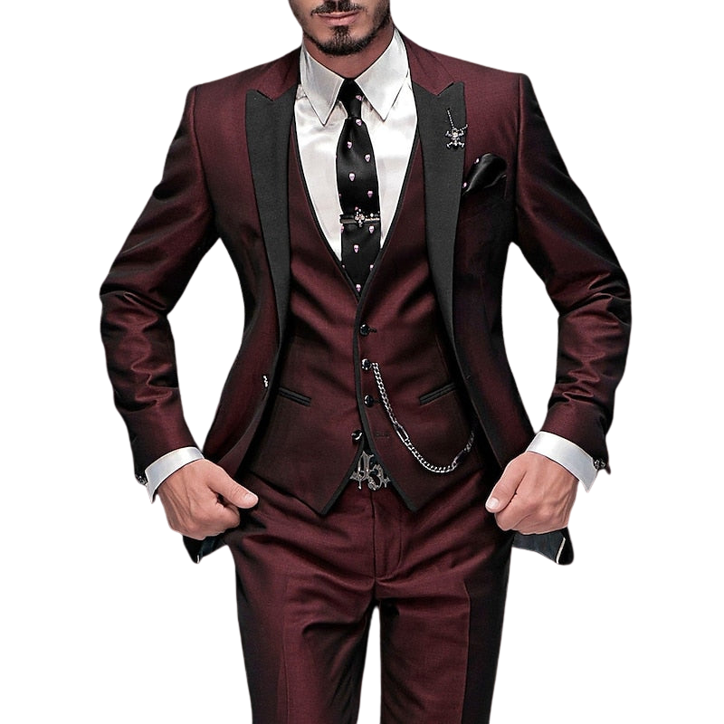 Leon – Driedelig Herenpak met Revers Blazer, Gilet en Tailored Broek