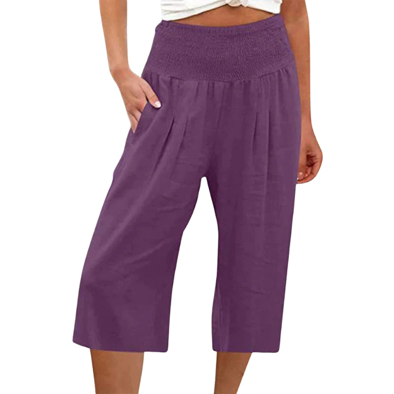 Emily - Hoge Taille Shorts met Zakjes en Wijde Pijpen