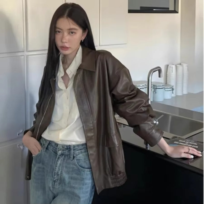 Brooklyn – Lange Mouwen Jas met Reverskraag en Geribde Zoom