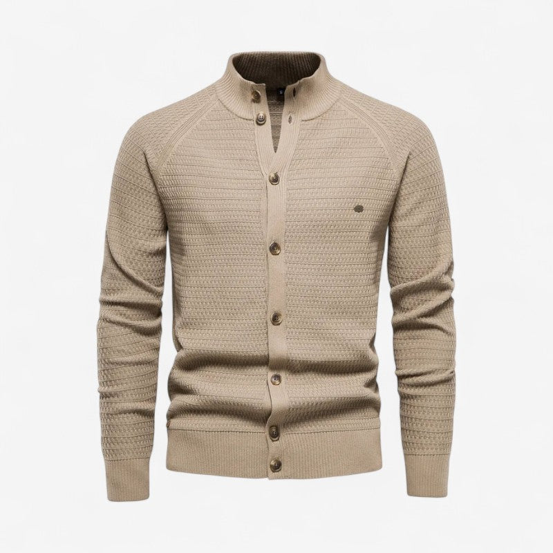 Malcolm - Lange Mouw Vest met Opstaande Kraag en Knoopsluiting