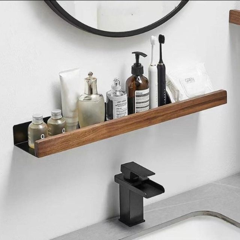 WoodHaven – Massief Houten Badkamer Organizer Planken Zonder Boren