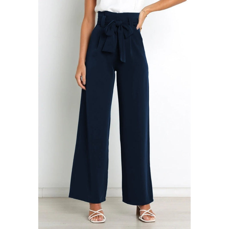 Isla - Chique wijde broek met hoge taille en stijlvolle strik