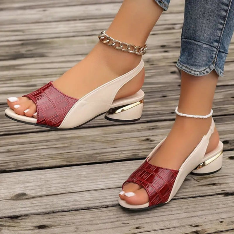 Sophia – Open Teen PU-Sandalen met Lage Blokhak en Gestructureerd Bovenwerk