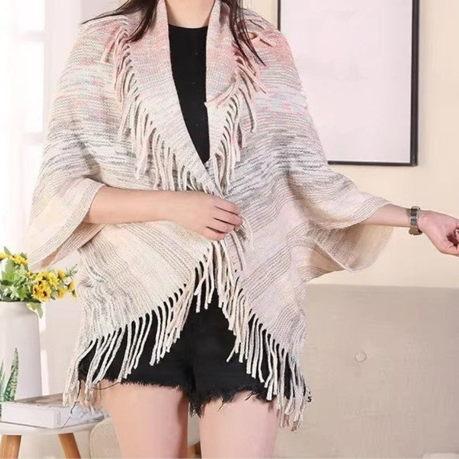 Maya - Cardigan Cape Sjaal met Kwastjes Ontwerp
