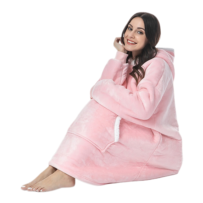 Sophie – Oversized Deken met Capuchon, Lange Mouwen en Zakken