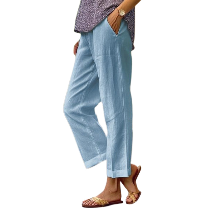 Azaria - Rechte hoge taille broek met functionele zakken