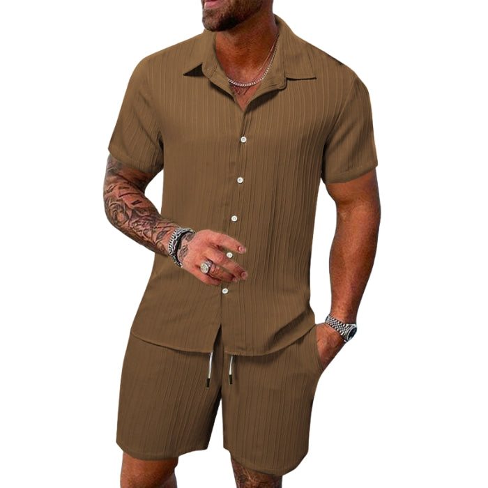 Nico - Twee Piece Set met Korte Mouwen Overhemd en Relaxed Fit Shorts