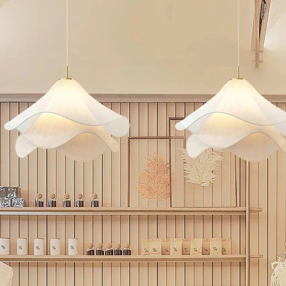 LumiWave – Textiele Plafondlamp met Gelaagde Golvende Kap