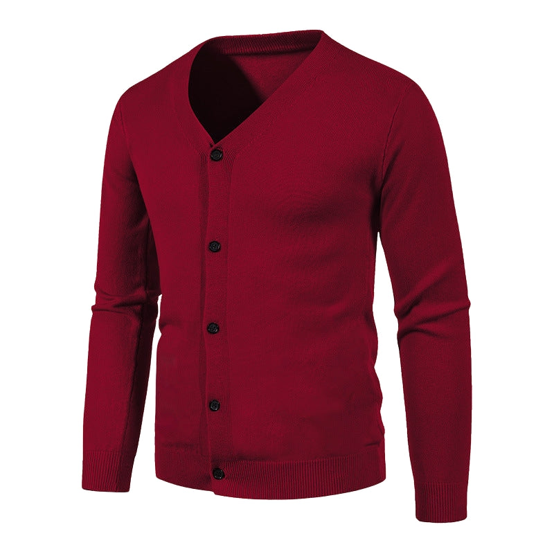 Anthony – Vest met lange mouwen V hals en knoopsluiting