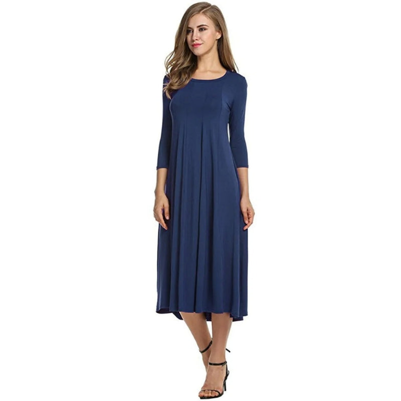 Chloe - Elegante maxi jurk met korte mouwen en ronde hals
