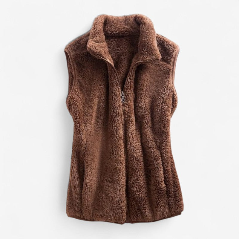 Lindan - Mouwloos Vest met Opstaande Kraag en Ritssluiting