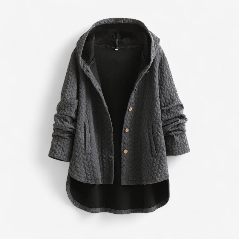 Arlena – Gewatteerde jas met capuchon en knoopsluiting