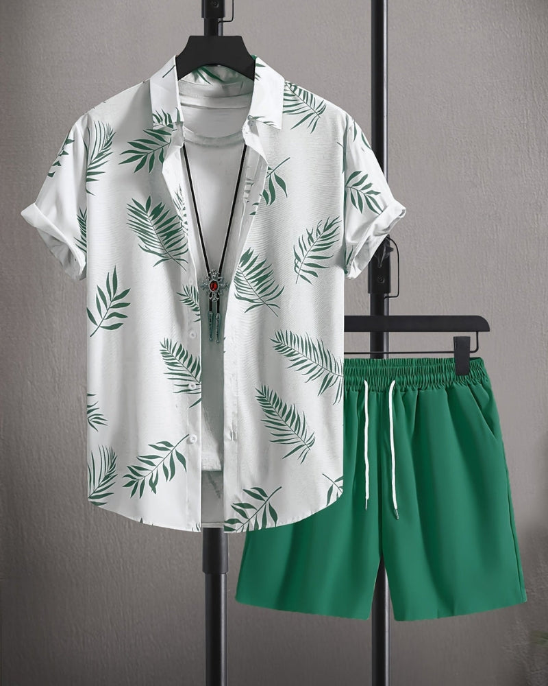 Logan – Stijlvolle tweedelige set met gebloemd overhemd en comfortabele shorts