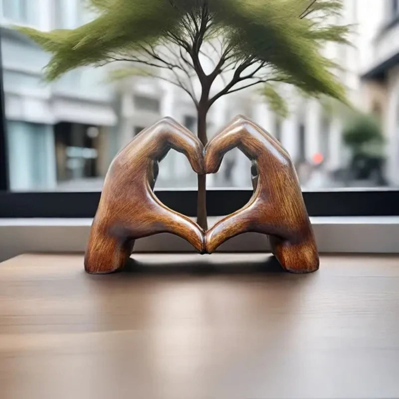 HeartGlow – Hars Hartgebaar Beeld met Houtnerf Afwerking