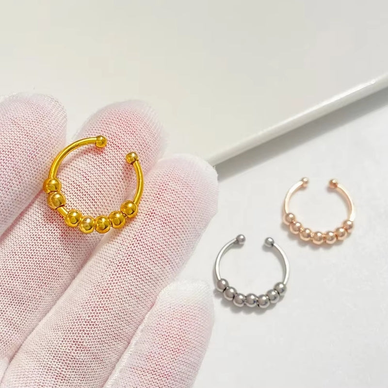 Victoria – Stapelbare Verstelbare Ring met Draaibare Kraal
