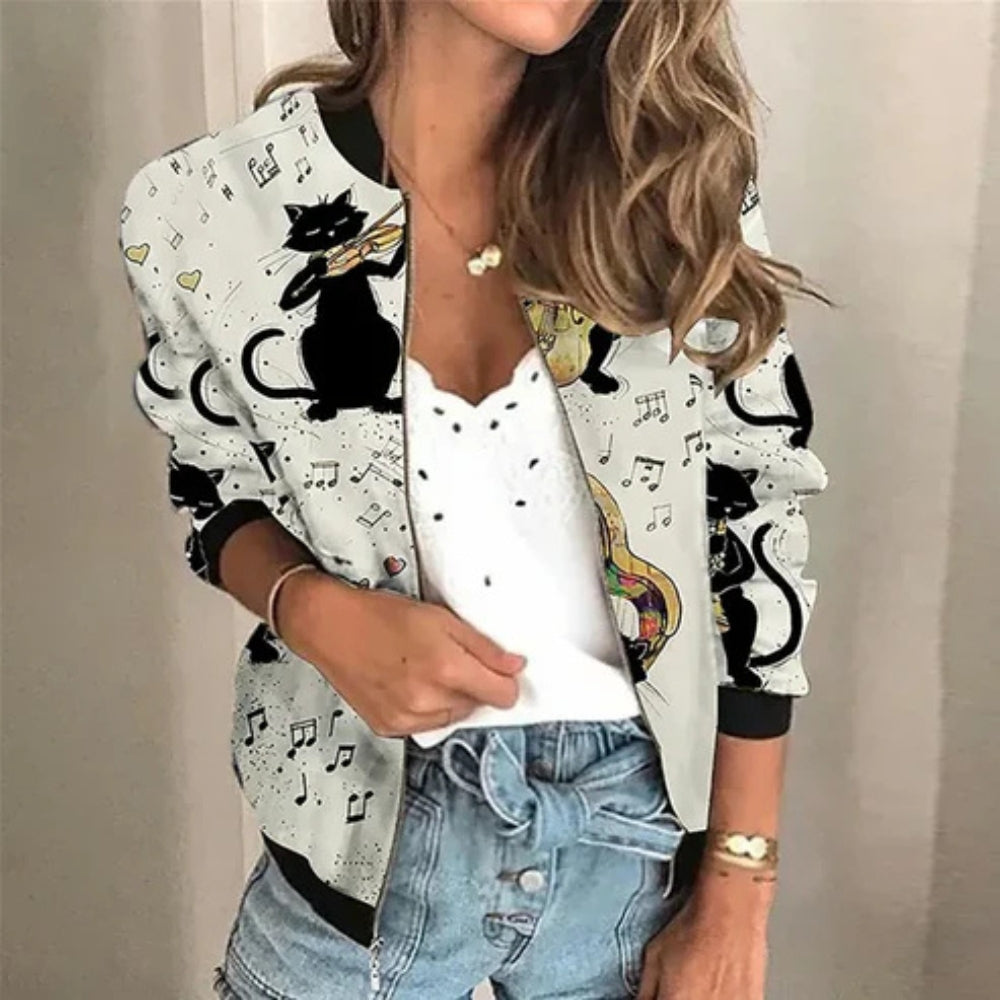 Evelyn – Stijlvol jasje met ritssluiting en printpatronen