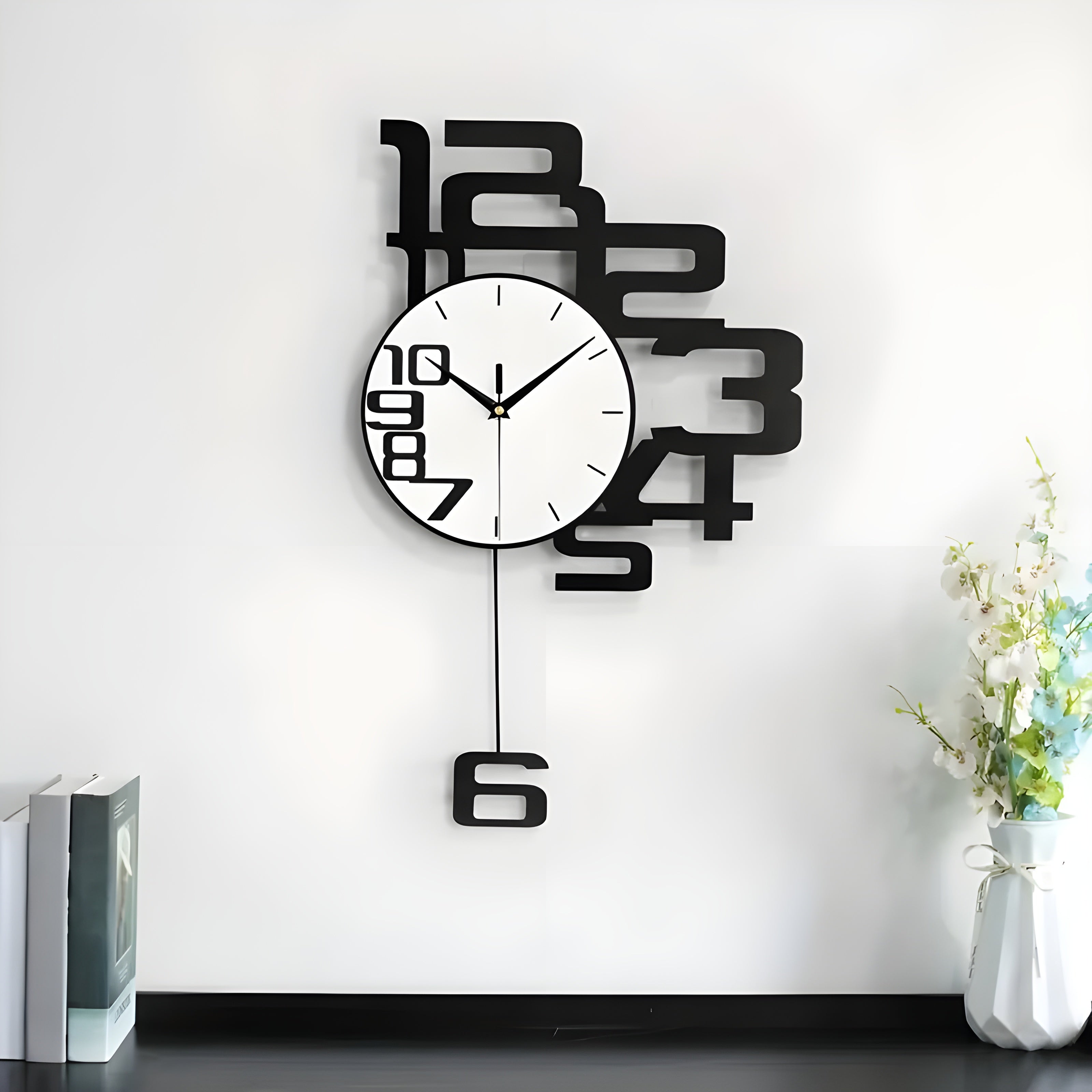 DecoTime - Stille wandklok met cijferindeling en uitgebalanceerd modern wanddesign