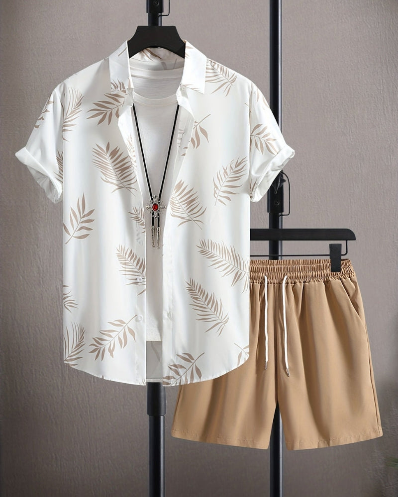 Logan – Stijlvolle tweedelige set met gebloemd overhemd en comfortabele shorts