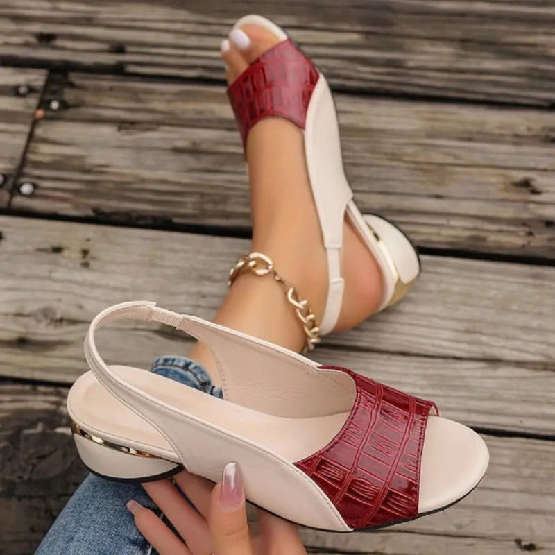 Sophia – Open Teen PU-Sandalen met Lage Blokhak en Gestructureerd Bovenwerk