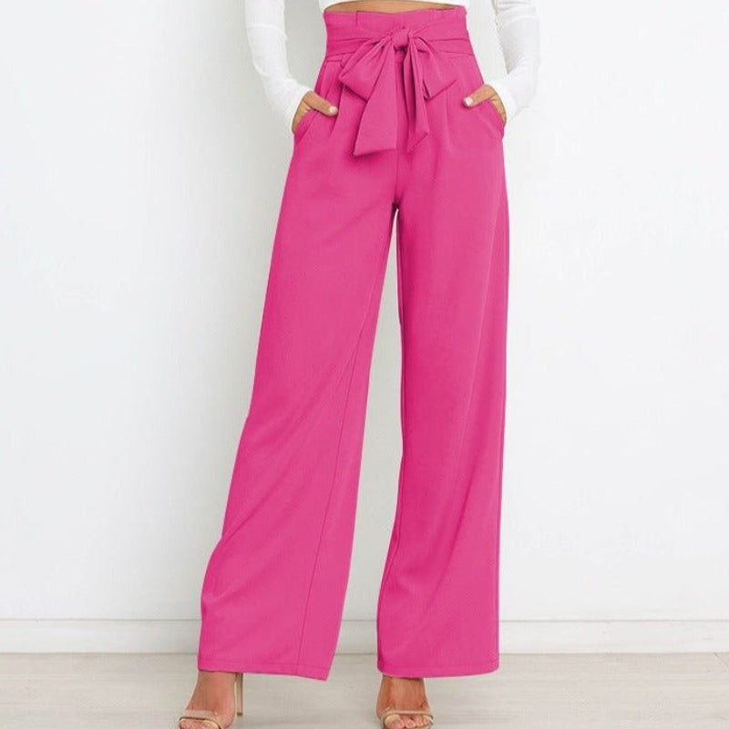 Isla - Chique wijde broek met hoge taille en stijlvolle strik
