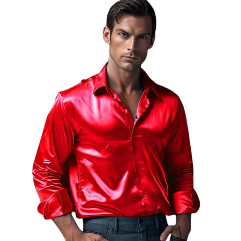 Jack – Slim Fit Zijde Lange Mouw Overhemd met Knoopsluiting en Reverskraag