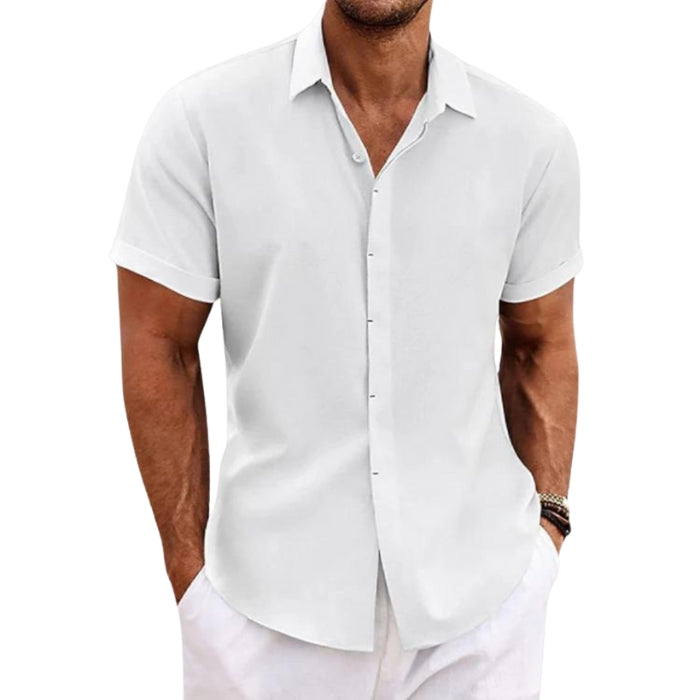 Carter - Korte Mouw Shirt met Omgeslagen Kraag en Verborgen Knopsluiting