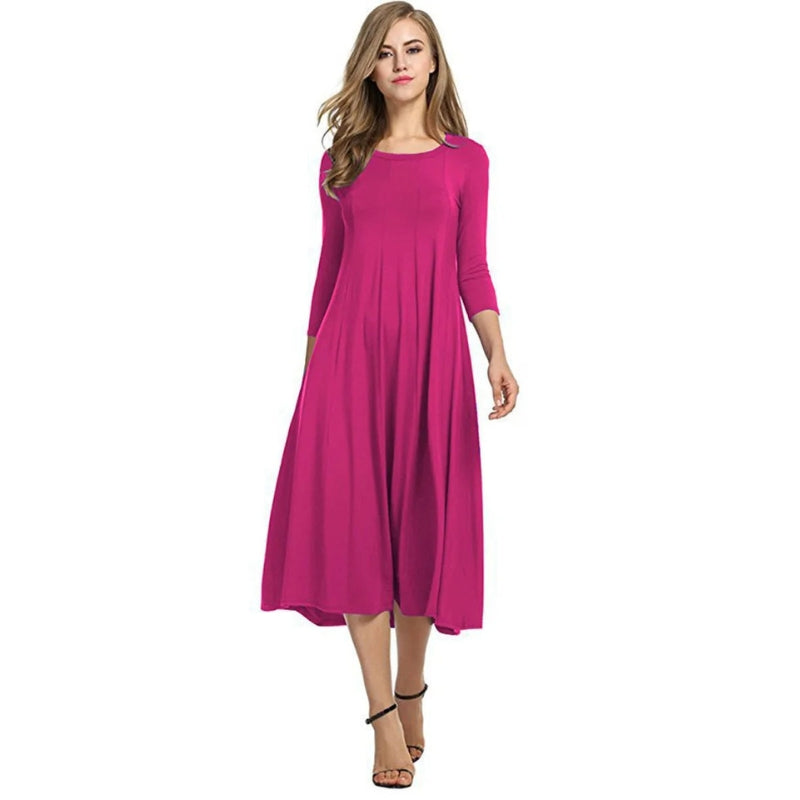 Chloe - Elegante maxi jurk met korte mouwen en ronde hals