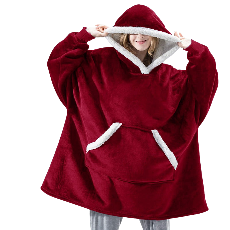 Sophie – Oversized Deken met Capuchon, Lange Mouwen en Zakken
