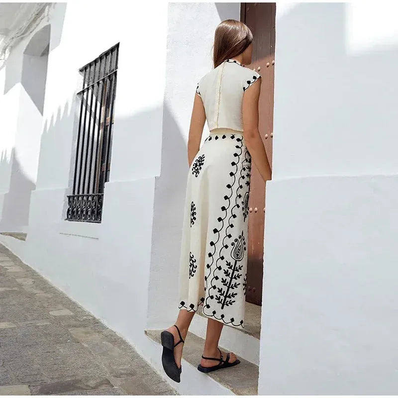 LinenLuxe™️ - Crop Top En Rok Set