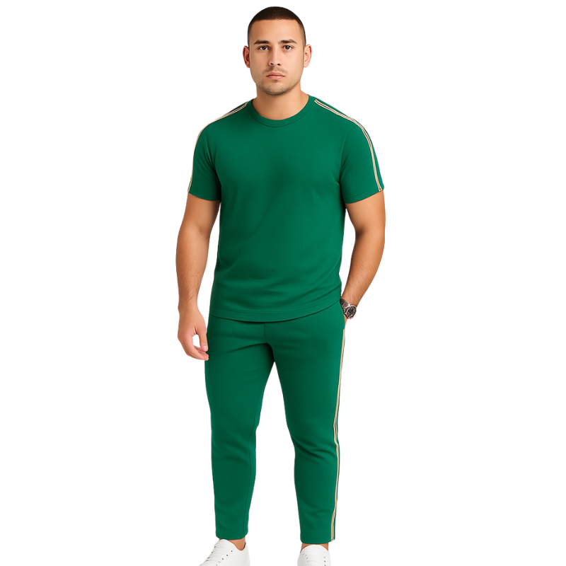 Steven – Losvallende 2-delige Set met T-shirt en Broek met Zijstreep en Zakken