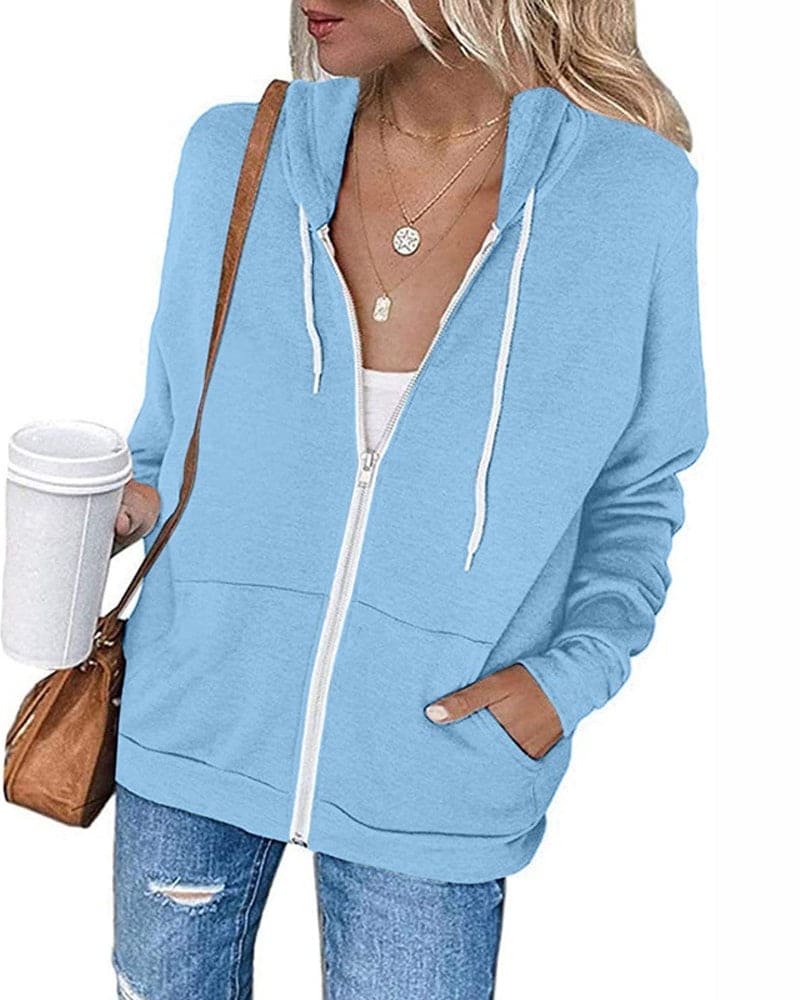 Tereza - Lichtgewicht Hoodie met ritssluiting en capuchon met trekkoord