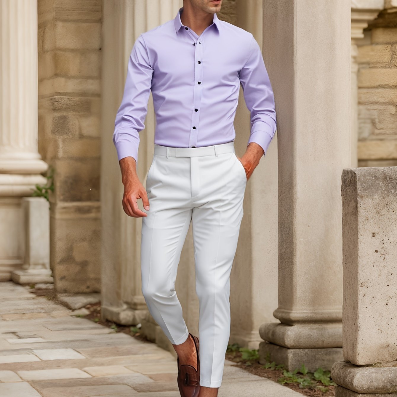 Luca - Slim Fit Overhemd met Gestreepte Kraag