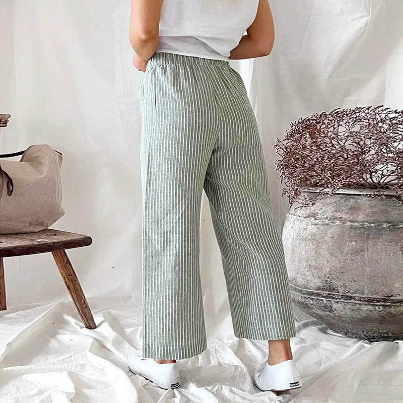 Serena - Elegante broek met wijde pijpen flatterend gestreept ontwerp en moeiteloze pasvorm